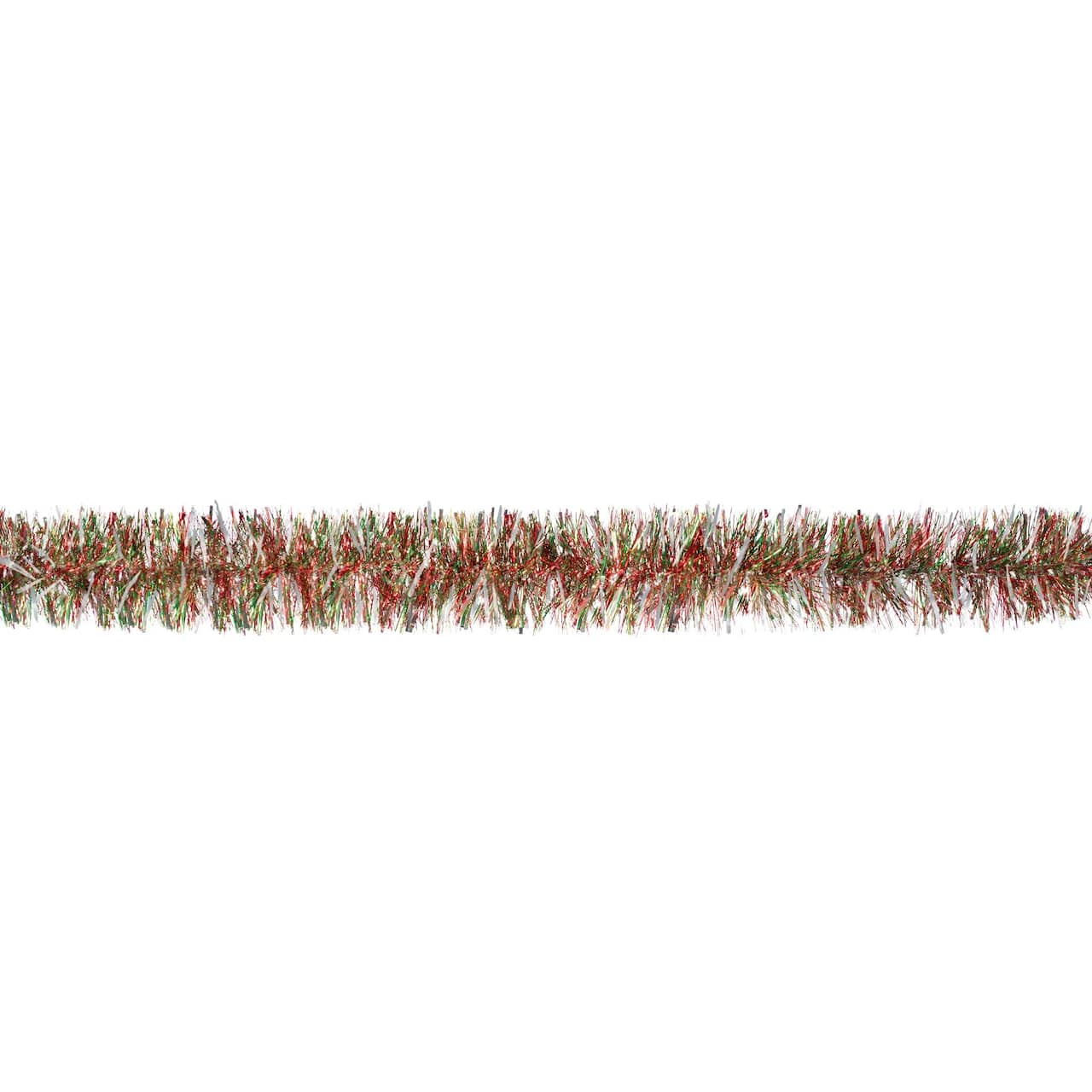 9ft. Red, Green and Silver Tinsel Christmas Boa Garland, 2ct.
